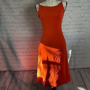 Susana Monaco Burnt Orange Spaghetti Strap Midi Dress